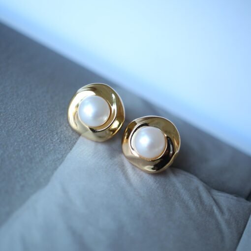 Vintage freshwater pearl stud earrings sterling silver|Real Pearl Studs Earrings gold|Antique Pearl EarringsArt Deco Pearl Earrings Gold - Image 7