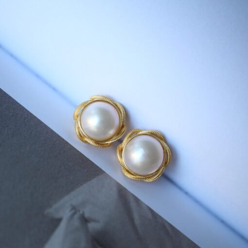 Natural Mabe Pearl Earrings s925 Silver|Vintage Mabe Pearl Jewelry|Statement Pearl Earrings|Bridal Pearl earrings|Perfect wedding earrings - Image 6