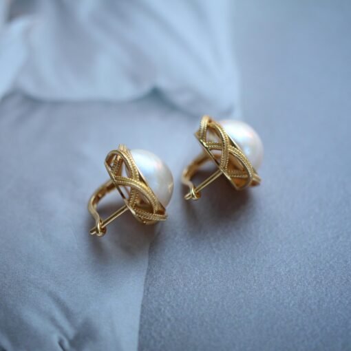 Natural Mabe Pearl Earrings s925 Silver|Vintage Mabe Pearl Jewelry|Statement Pearl Earrings|Bridal Pearl earrings|Perfect wedding earrings - Image 5