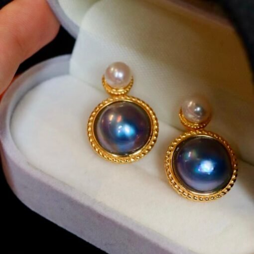 Unique Natural Mabe Pearl Earrings With s925 Silver|Statement Mabe Pearl Jewelry|Antique Vintage Mabe Pearl Studs|Perfect Anniversary Gift - Image 7