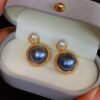 Unique Natural Mabe Pearl Earrings With s925 Silver|Statement Mabe Pearl Jewelry|Antique Vintage Mabe Pearl Studs|Perfect Anniversary Gift