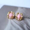 Genuine Pearl stud earring s925 silver|Vintage Pink Gemstone Jewelry|Unique Pearl Earring For Her|Real pearl earring|Bezel set Earring women