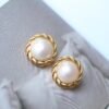 Genuine Seawater Mabe Pearl Stud Earrings s925 Silver|Handmade Uique Vintage Mabe Pearl Jewelry|Statement Wedding Pearl Earrings women