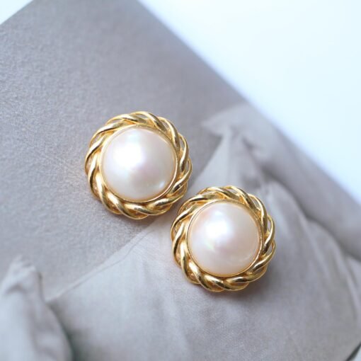 Genuine Seawater Mabe Pearl Stud Earrings s925 Silver|Handmade Uique Vintage Mabe Pearl Jewelry|Statement Wedding Pearl Earrings women