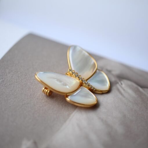 Natural Mother of Pearl brooch silver women/Unique Butterfly brooch Silver|Art Deco Animal broochStatement Mother of Pearl brooches - Image 2