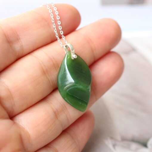 Unique Carved Green Nephrite Jade Pendant|Authentic Natural Art Deco Nephrite Necklace 925 silver Women|Dainty Handmade Jade Pendant Men - Image 7