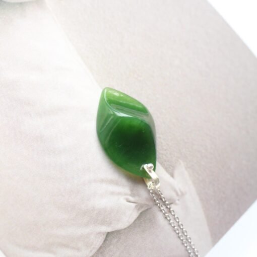 Unique Carved Green Nephrite Jade Pendant|Authentic Natural Art Deco Nephrite Necklace 925 silver Women|Dainty Handmade Jade Pendant Men - Image 5