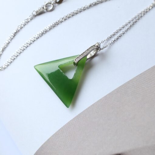 Natural Green Jade Drop Earring 925 Silver|Unique Jade Drop Earrings/Minimalist Jade Dangle WomenHandmade Jade Pendant Necklace Jewelry Set - Image 6