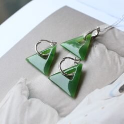 Natural Green Jade Drop Earring 925 Silver|Unique Jade Drop Earrings/Minimalist Jade Dangle WomenHandmade Jade Pendant Necklace Jewelry Set