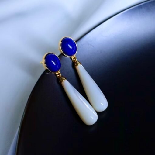 Natural Lapis Lazuli Drop Earring silver|Vintage Long Teardrop lapis lazuli earringUnique lapis lazuli drop womenBule Gemstone Earring - Image 3