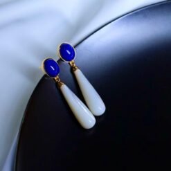Natural Lapis Lazuli Drop Earring silver|Vintage Long Teardrop lapis lazuli earringUnique lapis lazuli drop womenBule Gemstone Earring