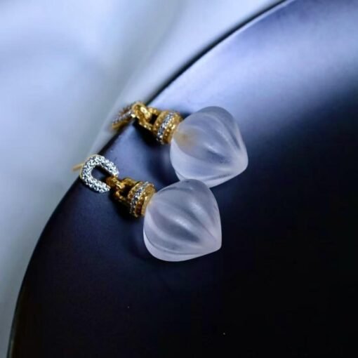 Natural Quartz Minimalist Teardrop Earrings s925 silver/Unique Chunky Quartz Drop Earrings Women/Art Deco Modern Statement Quartz Earrings - Image 6