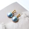 Natural Blue Mabe Pearl Drop Earrings s925 Silver|Modern Mabe Pearl Jewelry|Statement mabe Pearl Earring|Real Mabe Pearl|Anniversary Gift
