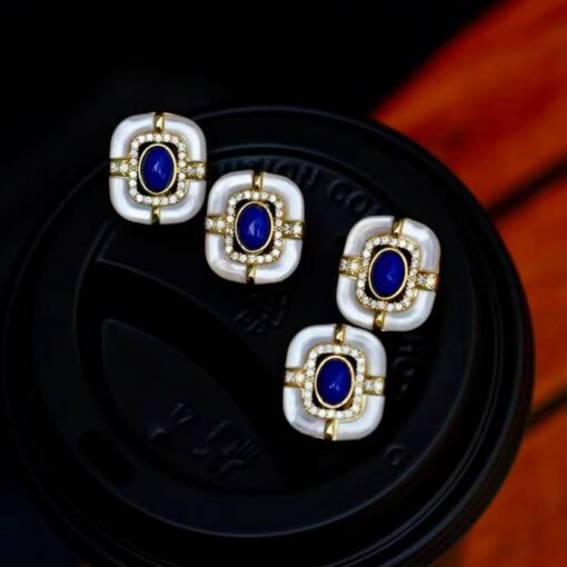 Genuine Lapis Lazuli Studs Earring sterling silver|Statement lapis lazuli studsOval lapis lazuli studsVintage Antique Lapis Lazuli stud - Image 5
