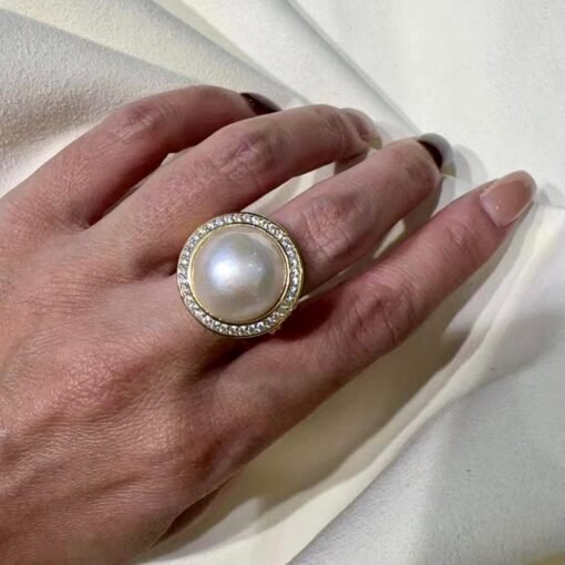 Natural Mabe Pearl Ring With s925 Sterling Silver|Vintage Pearl Jewelry|Statement Pearl Ring silver|Everyday Real Pearl ringgift for mom - Image 7