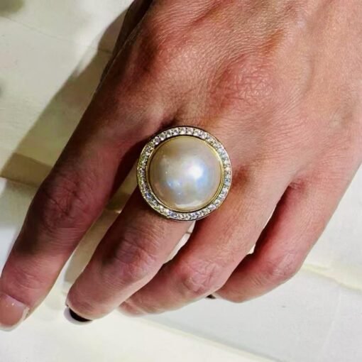 Natural Mabe Pearl Ring With s925 Sterling Silver|Vintage Pearl Jewelry|Statement Pearl Ring silver|Everyday Real Pearl ringgift for mom - Image 5