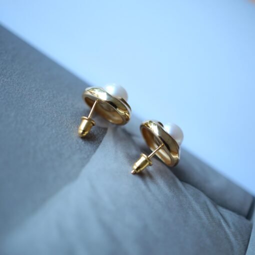 Vintage freshwater pearl stud earrings sterling silver|Real Pearl Studs Earrings gold|Antique Pearl EarringsArt Deco Pearl Earrings Gold - Image 6