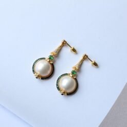 Natural Seawater Mabe Pearl Drop arrings s925 Silver|Vintage Bezel Mabe Pearl Earring|Unqiue Art Deco Pearl earring|Perfect wedding earrings