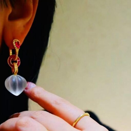 Natural Quartz Minimalist Teardrop Earrings s925 silver/Unique Chunky Quartz Drop Earrings Women/Art Deco Modern Statement Quartz Earrings - Image 4