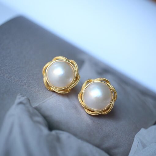 Natural Mabe Pearl Earrings s925 Silver|Vintage Mabe Pearl Jewelry|Statement Pearl Earrings|Bridal Pearl earrings|Perfect wedding earrings