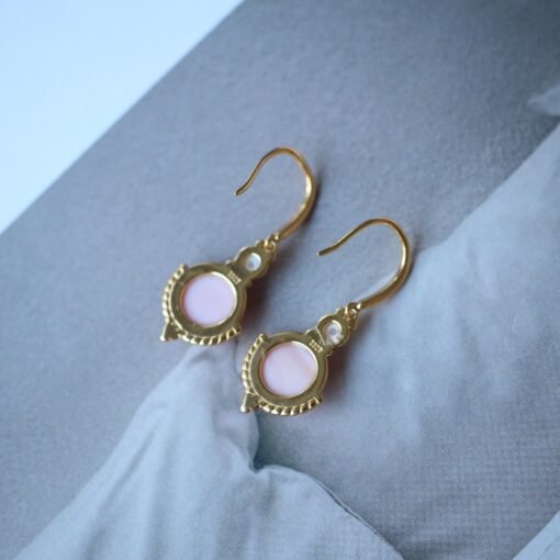 Genuine Pearl Dangle earring s925 silver|Vintage Pink Gemstone Jewelry|Antique Unique Pearl Earring For Her|Real pearl dangle earring women - Image 6