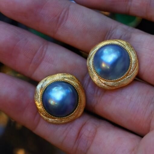 Natural Mabe Pearl Studs Earrings With s925 Silver|Mabe Pearl Jewelry|Minimalist Mabe Pearl Studs|Bezel Pearl Studs|Perfect Mothers day Gift - Image 3