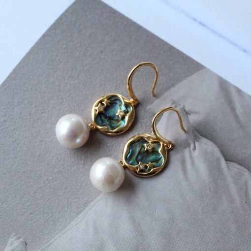 Genuine Pearl drop Earring s925 silver|Modern 12mm Pearl Drop|Unique June Birthstone Gift|Art deco Pearl Dangle Earrings|Charm Pearl Earring - Image 2