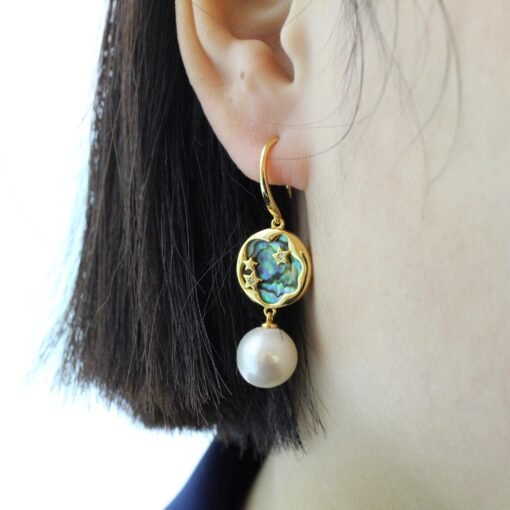 Genuine Pearl drop Earring s925 silver|Modern 12mm Pearl Drop|Unique June Birthstone Gift|Art deco Pearl Dangle Earrings|Charm Pearl Earring - Image 8