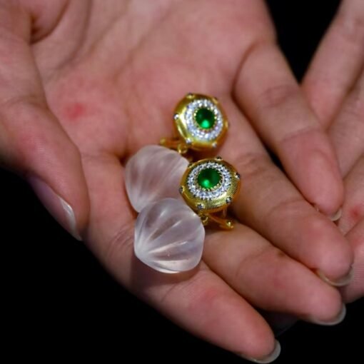 Natural Quartz with Green Chalcedony Teardrop Earrings silver/Unique Chunky Quartz Drop Earrings Women/Art Deco Vintage Quartz Earrings Gold - Image 8
