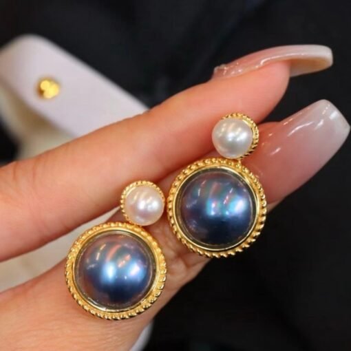 Unique Natural Mabe Pearl Earrings With s925 Silver|Statement Mabe Pearl Jewelry|Antique Vintage Mabe Pearl Studs|Perfect Anniversary Gift - Image 6
