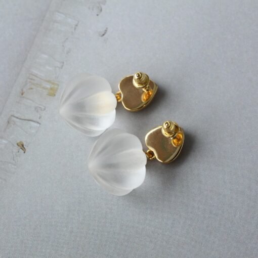 Natural Quartz with Mother of Pearl Teardrop Earrings silver/Unique Chunky Quartz Drop Earrings Women/Art Deco Modern Quartz Earring Gold - Image 7
