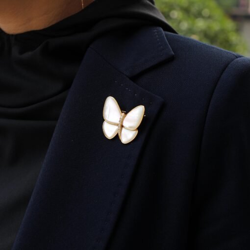 Natural Mother of Pearl brooch silver women/Unique Butterfly brooch Silver|Art Deco Animal broochStatement Mother of Pearl brooches - Image 4