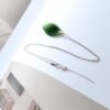 Unique Carved Green Nephrite Jade Pendant|Authentic Natural Art Deco Nephrite Necklace 925 silver Women|Dainty Handmade Jade Pendant Men