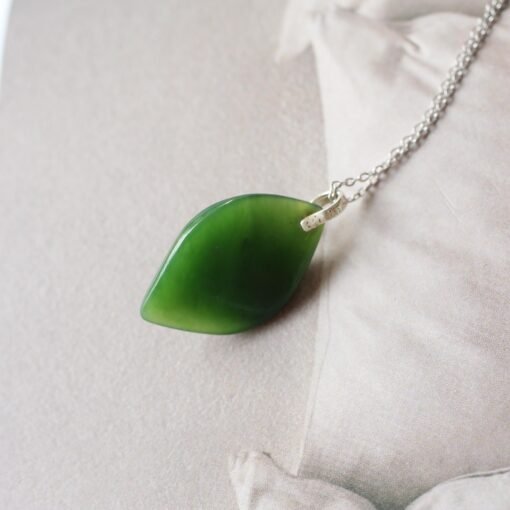 Unique Carved Green Nephrite Jade Pendant|Authentic Natural Art Deco Nephrite Necklace 925 silver Women|Dainty Handmade Jade Pendant Men - Image 8
