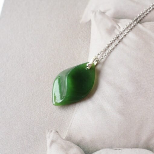 Unique Carved Green Nephrite Jade Pendant|Authentic Natural Art Deco Nephrite Necklace 925 silver Women|Dainty Handmade Jade Pendant Men - Image 6