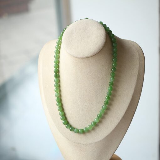 Natural Vivid Green Jade Stackable Necklace|High Quality Jade|Everyday Minimalist Necklace|Anniversary Gift|Perfect Gift For Her|8mm Beads - Image 4