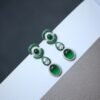 Authentic Oval Green Chalcedony Drop Earring 925 Silver|Unique Green Zircon Drop Earrings/Natural Statement Green Gemstone Jewelry Women