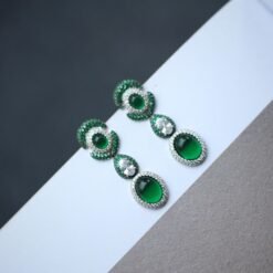 Authentic Oval Green Chalcedony Drop Earring 925 Silver|Unique Green Zircon Drop Earrings/Natural Statement Green Gemstone Jewelry Women