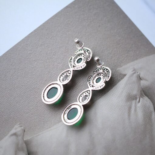 Authentic Oval Green Chalcedony Drop Earring 925 Silver|Unique Green Zircon Drop Earrings/Natural Statement Green Gemstone Jewelry Women - Image 6