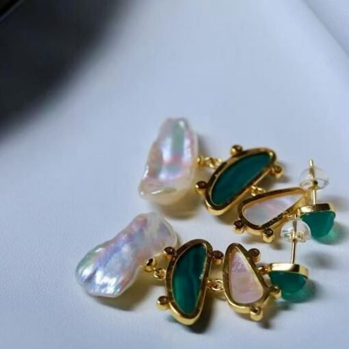 Natural Malachite Drop Earrings sterling silver|Vivid Green Malachite Jewelry|Statement Green Drop Earrings Real|Charm Pearl Earrings - Image 5