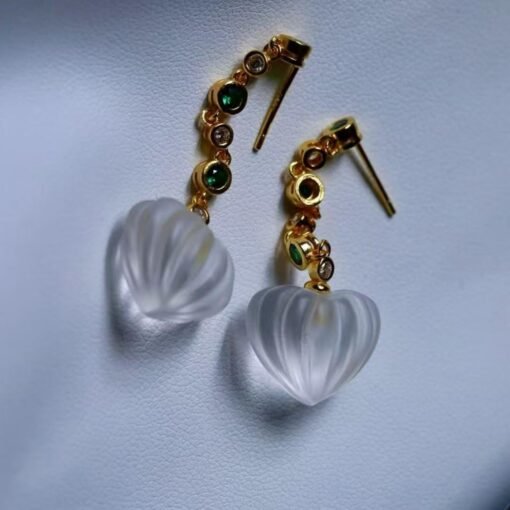 Natural Icy Quartz with Amethyst Teardrop Earrings silver/Unique Chunky Quartz  Earrings Women/Art Deco Modern Dainty Quartz Earrings Gold - Image 7