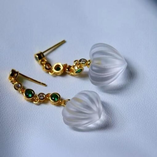 Natural Icy Quartz with Amethyst Teardrop Earrings silver/Unique Chunky Quartz  Earrings Women/Art Deco Modern Dainty Quartz Earrings Gold - Image 6