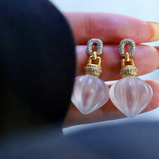 Natural Quartz Minimalist Teardrop Earrings s925 silver/Unique Chunky Quartz Drop Earrings Women/Art Deco Modern Statement Quartz Earrings - Image 5