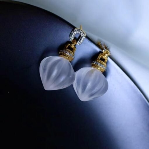 Natural Quartz Minimalist Teardrop Earrings s925 silver/Unique Chunky Quartz Drop Earrings Women/Art Deco Modern Statement Quartz Earrings