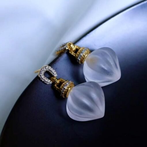 Natural Quartz Minimalist Teardrop Earrings s925 silver/Unique Chunky Quartz Drop Earrings Women/Art Deco Modern Statement Quartz Earrings - Image 2