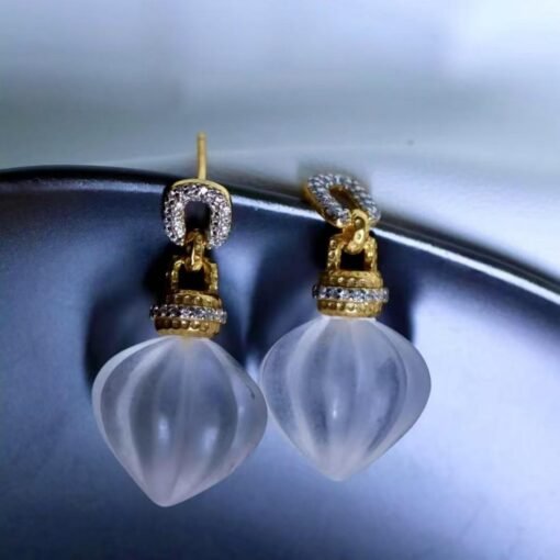 Natural Quartz Minimalist Teardrop Earrings s925 silver/Unique Chunky Quartz Drop Earrings Women/Art Deco Modern Statement Quartz Earrings - Image 8
