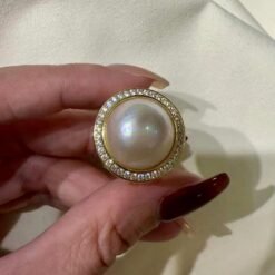 Natural Mabe Pearl Ring With s925 Sterling Silver|Vintage Pearl Jewelry|Statement Pearl Ring silver|Everyday Real Pearl ringgift for mom