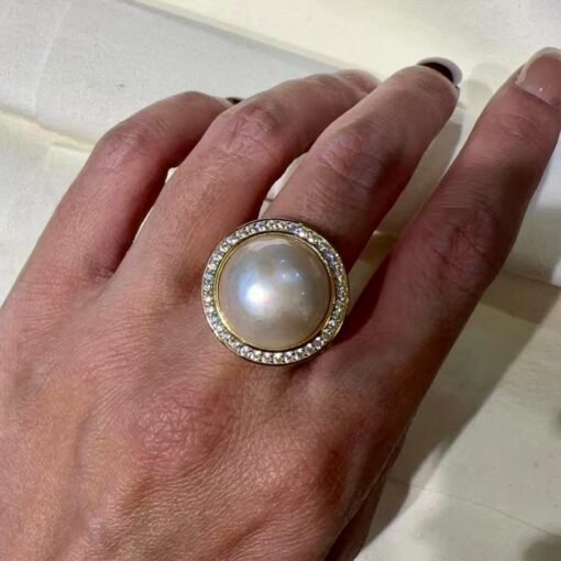 Natural Mabe Pearl Ring With s925 Sterling Silver|Vintage Pearl Jewelry|Statement Pearl Ring silver|Everyday Real Pearl ringgift for mom - Image 2