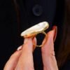 Natural Big Baroque Pearl Ring Silver|Minimalist Simple Pearl ring gold Women|Statement Pearl ring|Unqiue June Birthstone Pearl ring