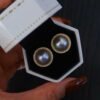 Natural Mabe Pearl Studs with Zircon Sterling Sliver|Pearl Halo Zircon Stud|Statement Studs Earring|Real Pearl Stud|Perfect Anniversary Gift